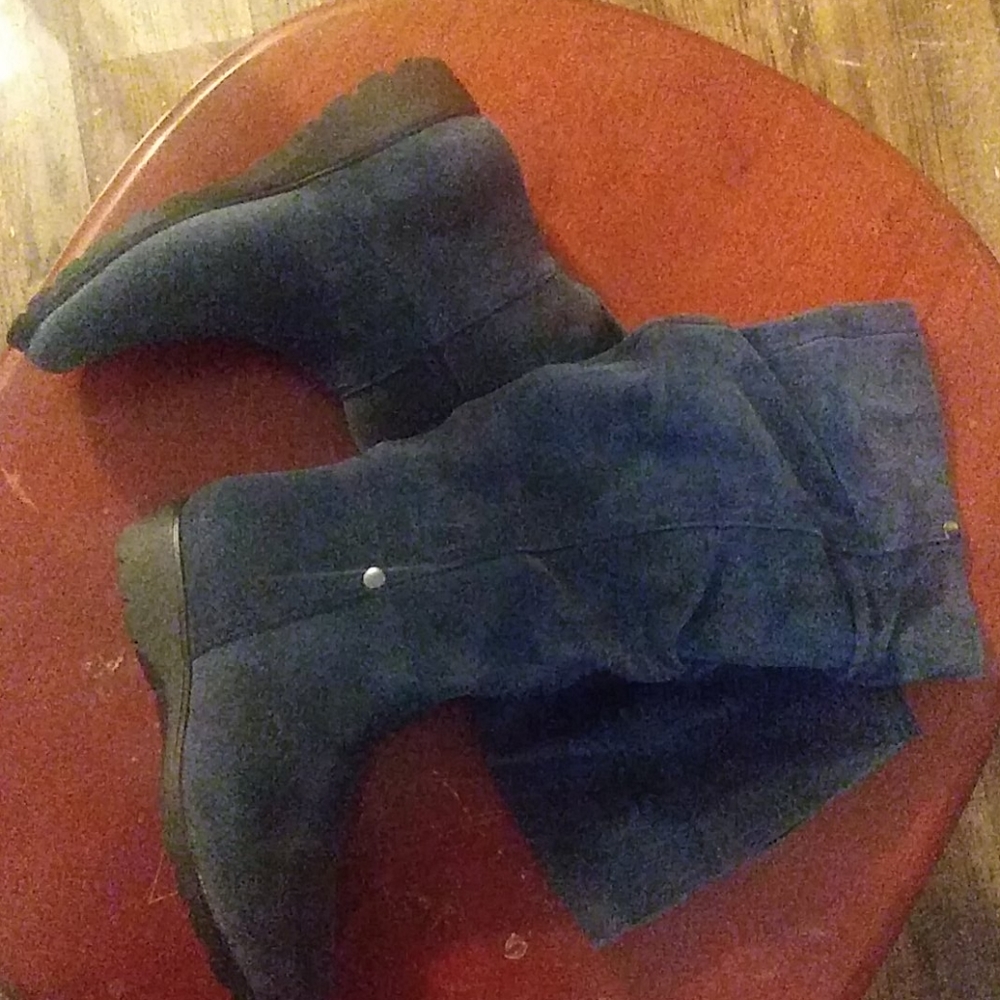 Navy suede leather boots size 6.5
